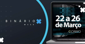 Binary code graphic for technology week event