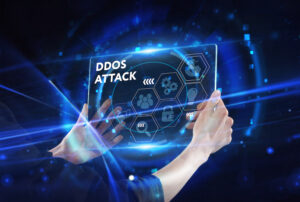 Cybersecurity concept with abstract data visualization