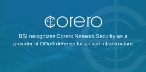 A graphic showing a digital shield with a checkmark in the center, symbolizing cybersecurity protection. The background features a network of interconnected lines and nodes, representing data and internet connectivity.