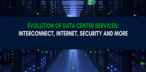 Illustration of a data center with multiple server racks and a shield icon representing DDoS protection. The image emphasizes the importance of safeguarding data centers against Distributed Denial of Service (DDoS) attacks.