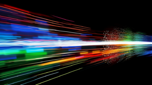 Diagram illustrating a DDoS spread spectrum attack, showing multiple attack vectors converging on a single target, with various lines and arrows representing the distribution and impact of the attack traffic.