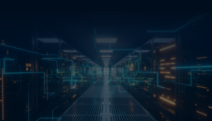 Illustration of a technology enabler concept by Corero, featuring interconnected digital elements and abstract graphics on a blue background. The design includes various icons representing cybersecurity, data protection, and network connectivity, emphasizing Corero's role in enhancing technological infrastructure.