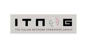 Logo of ITNOG (Italian Network Operators Group) featuring a stylized network design with interconnected nodes and lines.