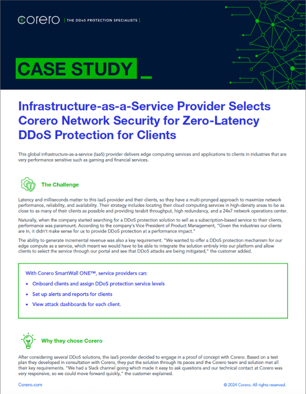 Infrastructure-as-a-Service Provider Selects Corero for DDoS Protection ...