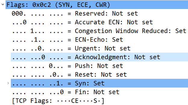 Wireshark - TCP Flags Set